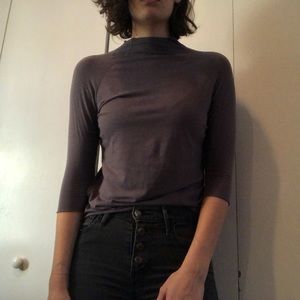 3/4 sleeve mock neck tee